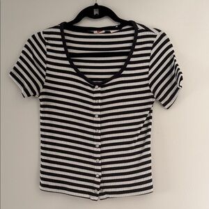 Levi's Black and White Striped Button-Down Shirt